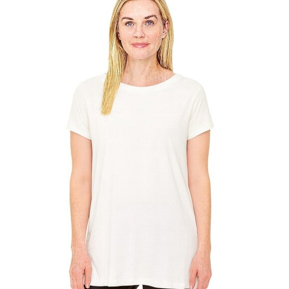 Karen Scott 1X  Business Casual Classic Tunic Top Button Detail White Cotton - Picture 1 of 10
